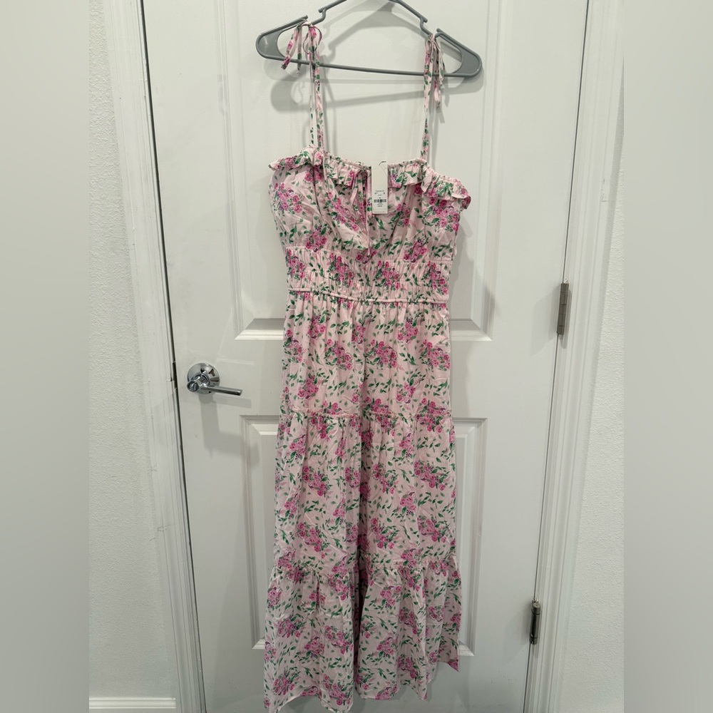 Francesca's Collections Pink and Green Floral Dress